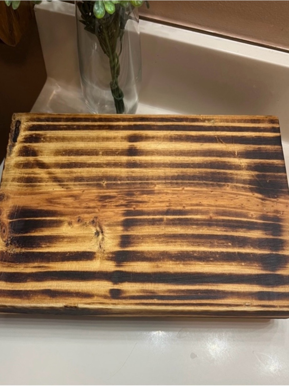 Rustic Wooden Riser Handcrafted Farmhouse Decor Counter Tray